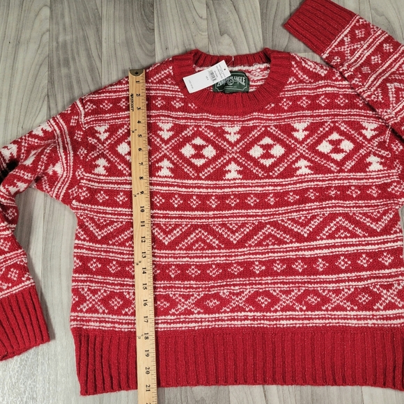 American Eagle Sweater Womens S Fair Isle Snowdrift Knit Red White NWT - Picture 5 of 12